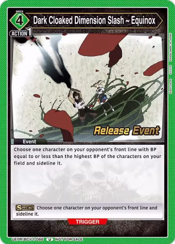 Dark Cloaked Dimension Slash ~ Equinox (UEPR/BCV-1-066), Black Clover Release Event Cards — Union Arena card price