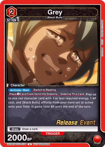 Grey (076) (UEPR/BCV-1-076), Black Clover Release Event Cards — Union Arena card price