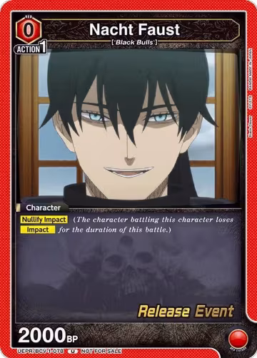 Nacht Faust (078) (UEPR/BCV-1-078), Black Clover Release Event Cards — Union Arena card price