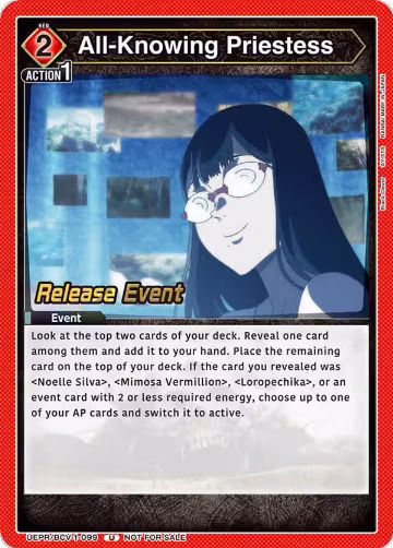 All-Knowing Priestess (UEPR/BCV-1-099), Black Clover Release Event Cards — Union Arena card price