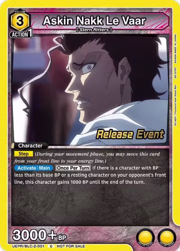 Askin Nakk Le Vaar (UEPR/BLC-2-001), UEX01BT: BLEACH: Thousand-Year Blood War Vol.2 Release Event Cards — Union Arena card price