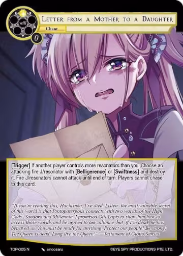 Letters from a Mother to a Daughter (TOP-005 N), Ten Oaths of Protopaterpolis' War — Force of Will card price
