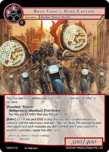 Biker Gang's Road Captain (TOP-017 R), Ten Oaths of Protopaterpolis' War — Force of Will card price