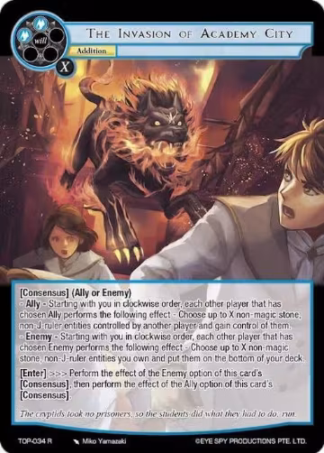 The Invasion of Academy City (TOP-034 R), Ten Oaths of Protopaterpolis' War — Force of Will card price