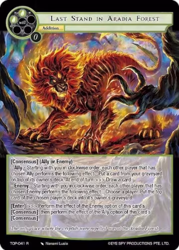 Last Stand in Aradia Forest (TOP-041 R), Ten Oaths of Protopaterpolis' War — Force of Will card price