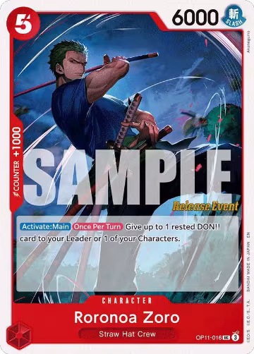 Roronoa Zoro (OP11-016), A Fist of Divine Speed Release Event Cards — One Piece card price