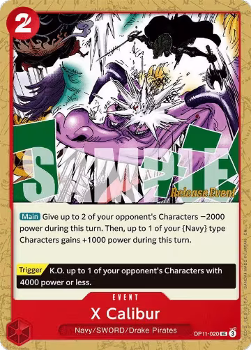 X Calibur (OP11-020), A Fist of Divine Speed Release Event Cards — One Piece card price