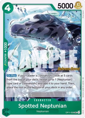 Spotted Neptunian (OP11-036), A Fist of Divine Speed Release Event Cards — One Piece card price