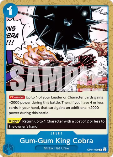 Gum-Gum King Cobra (OP11-059), A Fist of Divine Speed Release Event Cards — One Piece card price