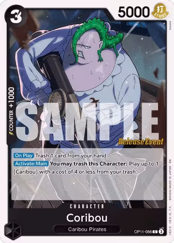 Coribou (OP11-086), A Fist of Divine Speed Release Event Cards — One Piece card price