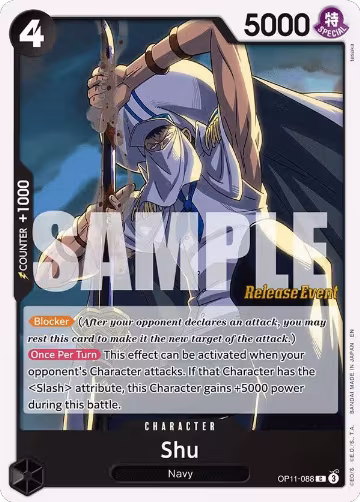 Shu (OP11-088), A Fist of Divine Speed Release Event Cards — One Piece card price