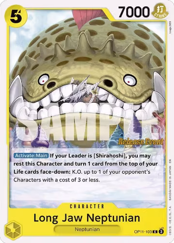 Long-Jaw Neptunian (OP11-103), A Fist of Divine Speed Release Event Cards — One Piece card price