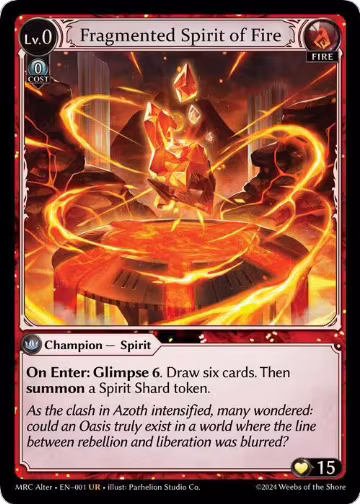 Fragmented Spirit of Fire (1), Mercurial Heart Alter Edition — Grand Archive card price