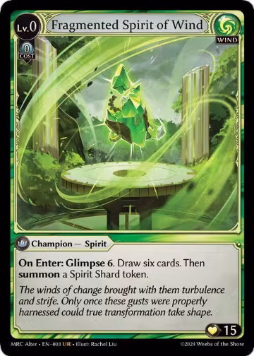 Fragmented Spirit of Wind (3), Mercurial Heart Alter Edition — Grand Archive card price