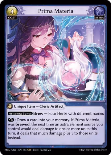 Prima Materia (165), Mercurial Heart Alter Edition — Grand Archive card price