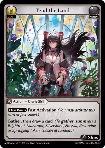 Tend the Land (209), Mercurial Heart Alter Edition — Grand Archive card price
