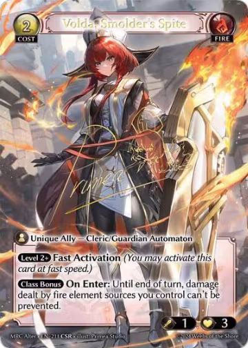 Volda, Smolder's Spite (CSR) (211), Mercurial Heart Alter Edition — Grand Archive card price
