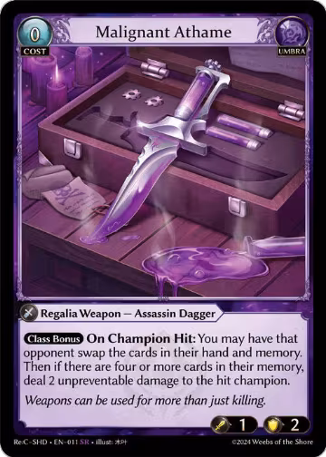 Malignant Athame (011), Tristan, Shadowdancer Re:Collection Lite — Grand Archive card price