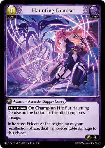 Haunting Demise (029), Tristan, Shadowdancer Re:Collection Lite — Grand Archive card price