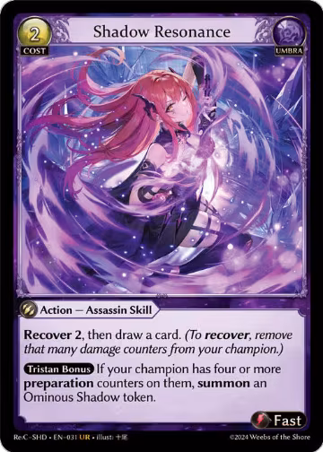 Shadow Resonance (031), Tristan, Shadowdancer Re:Collection Lite — Grand Archive card price
