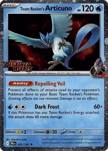 Team Rocket's Articuno - 051/182 (Cosmos Holo) (Destined Rivals Stamp) (051/182), Miscellaneous Cards & Products — Pokémon card price