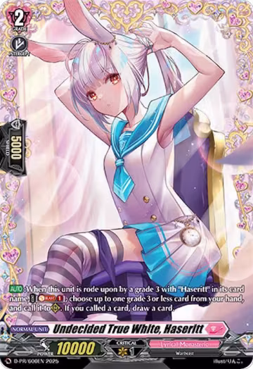 Undecided True White, Haseritt (D-PR/600EN), D Promo Cards — Vanguard card price