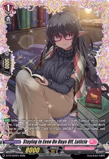 Staying In Even On Days Off, Luticia (D-PR/604EN), D Promo Cards — Vanguard card price