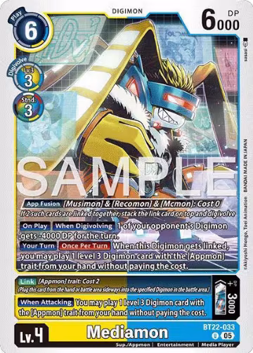 Mediamon (BT22-033 U), Cyber Eden — Digimon card price