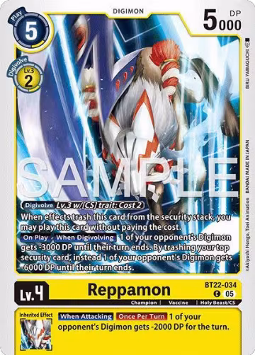 Reppamon (BT22-034 C), Cyber Eden — Digimon card price