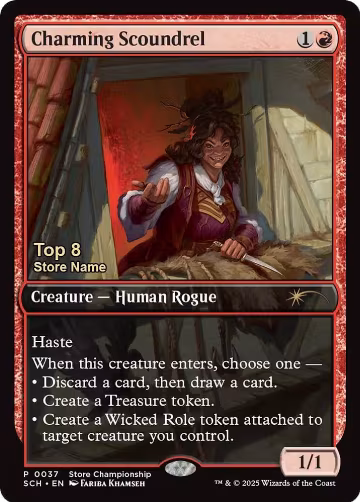 Charming Scoundrel (Top 8) (37), Game Day & Store Championship Promos — Magic card price