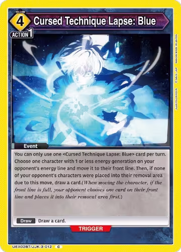 Cursed Technique Lapse: Blue (UEX02BT/JJK-3-012), UEX02BT: Jujutsu Kaisen Vol.2 — Union Arena card price