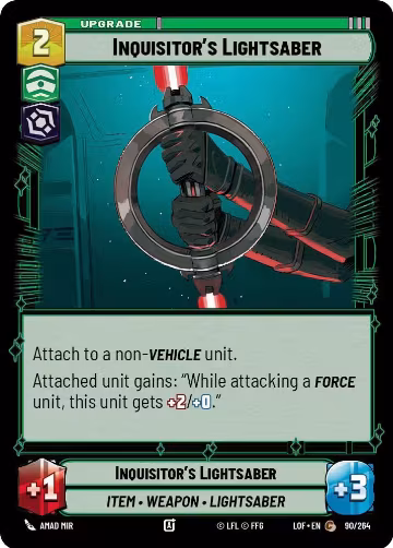 Inquisitor's Lightsaber (090/264), Legends of the Force — Star Wars card price