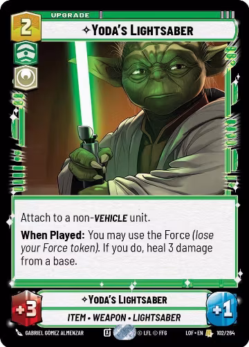 Yoda's Lightsaber (102/264), Legends of the Force — Star Wars card price