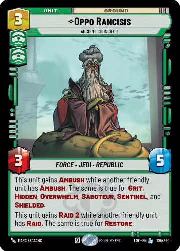 Oppo Rancisis - Ancient Councilor (105/264), Legends of the Force — Star Wars card price