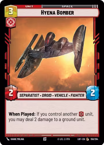 Hyena Bomber (158/264), Legends of the Force — Star Wars card price