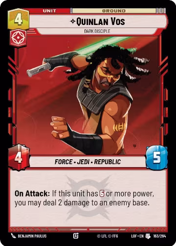 Quinlan Vos - Dark Disciple (163/264), Legends of the Force — Star Wars card price