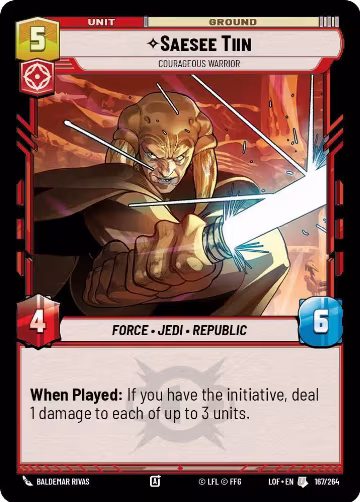 Saesee Tiin - Courageous Warrior (167/264), Legends of the Force — Star Wars card price