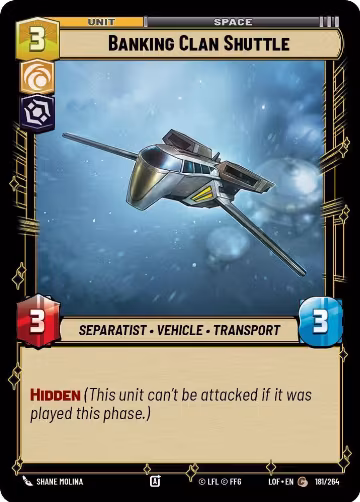 Banking Clan Shuttle (181/264), Legends of the Force — Star Wars card price