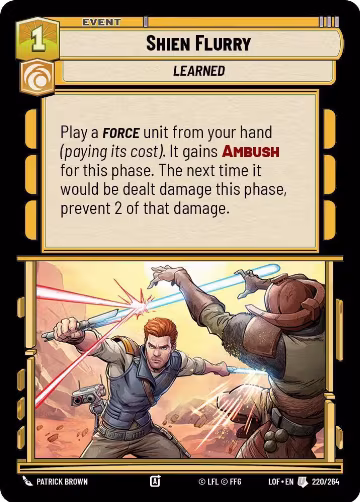 Shien Flurry (220/264), Legends of the Force — Star Wars card price