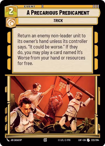 A Precarious Predicament (222/264), Legends of the Force — Star Wars card price