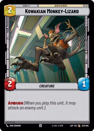 Kowakian Monkey-Lizard (257/264), Legends of the Force — Star Wars card price