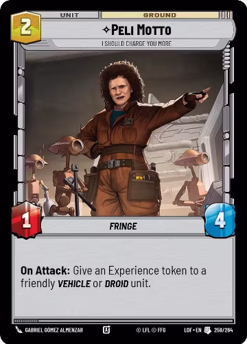 Peli Motto - I Should Charge You More (258/264), Legends of the Force — Star Wars card price