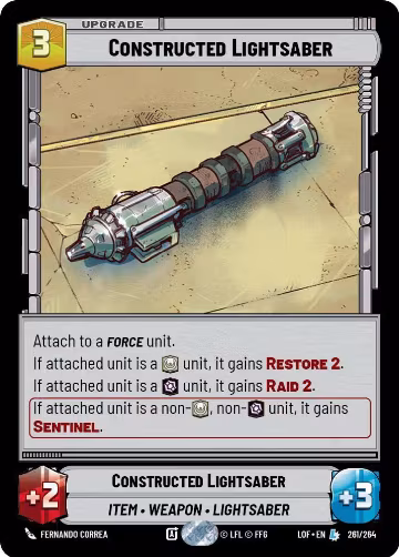 Constructed Lightsaber (261/264), Legends of the Force — Star Wars card price