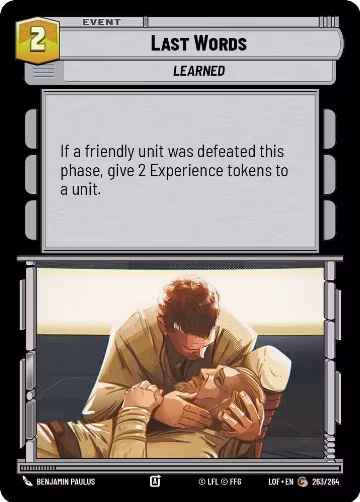 Last Words (263/264), Legends of the Force — Star Wars card price