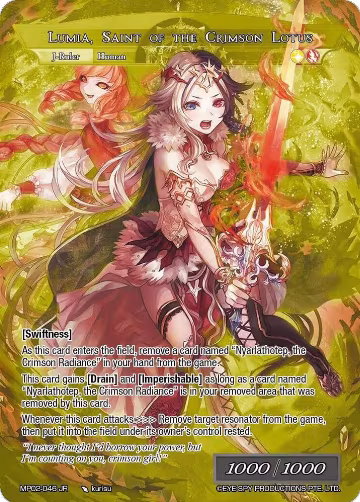 Lumia, the Fated Rebirth // Lumia, Saint of the Crimson Lotus (Uber Gold) (MP02-046), Masterpiece Collection 02 "Fates Reunited!" — Force of Will card price