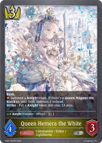 Queen Hemera the White (SS01-002EN), Worlds Beyond (Swordcraft) — Shadowverse card price