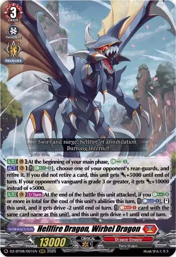 Hellfire Dragon, Wirbel Dragon (DZ-BT08/001EN), DZ-BT08: Knights 0f Rebirth — Vanguard card price
