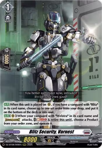 Blitz Security, Varnest (DZ-BT08/009EN), DZ-BT08: Knights 0f Rebirth — Vanguard card price