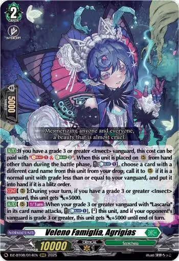 Veleno Famiglia, Agrigias (DZ-BT08/014EN), DZ-BT08: Knights 0f Rebirth — Vanguard card price