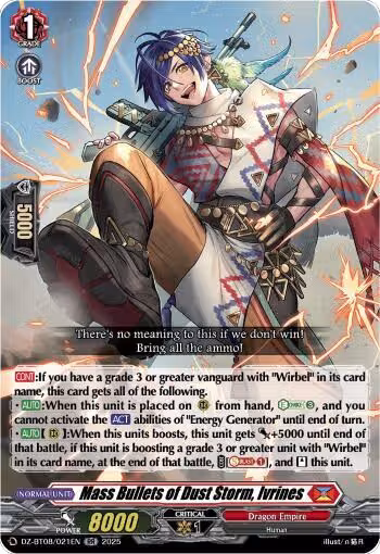 Mass Bullets of Dust Storm, Ivrines (DZ-BT08/021EN), DZ-BT08: Knights 0f Rebirth — Vanguard card price